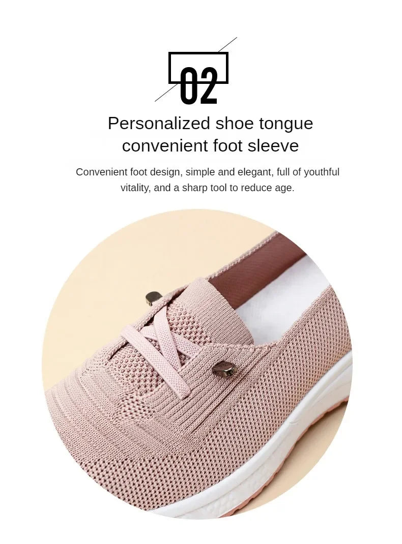 2024 Women's Casual Shoes Fashion Breathable Walking Flat Bottom Sports Shoes Women's Fitness Large Pink Women's Shoes 36-43