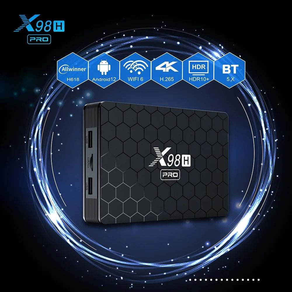 X98H Pro Smart TV Box 6K 2.4&5G WiFi6 BT 1000M LAN Google Voice Assistant Android 12.0 Allwinner H618 TV Box X98HPro Set Top Box