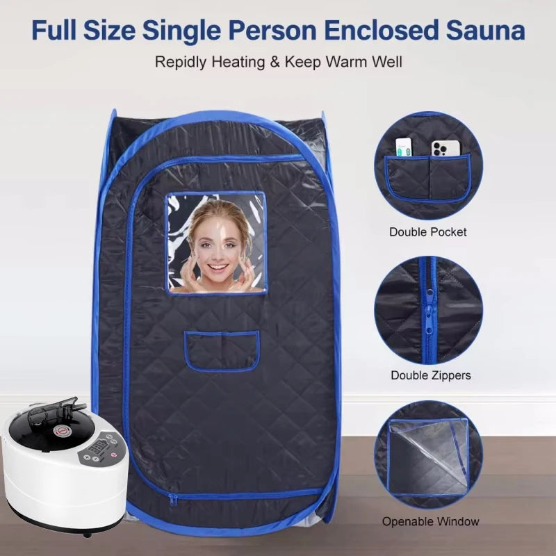 Portable Steam Sauna Full Body Personal Home Spa Foldable Saunas Tent with 3L & 1000W Steam Generator