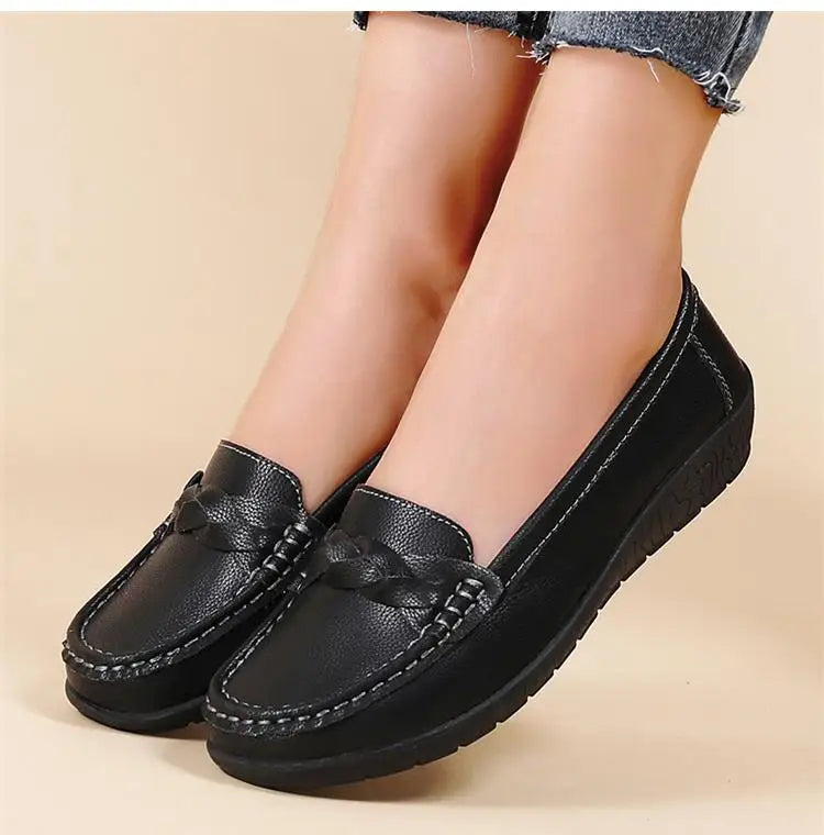 Women Flats Genuine Leather Fashion Tenis Flat Shoes Moccasins Women Shoes Slip On Women's Shoes Oxford Plus Size Zapatos Mujer