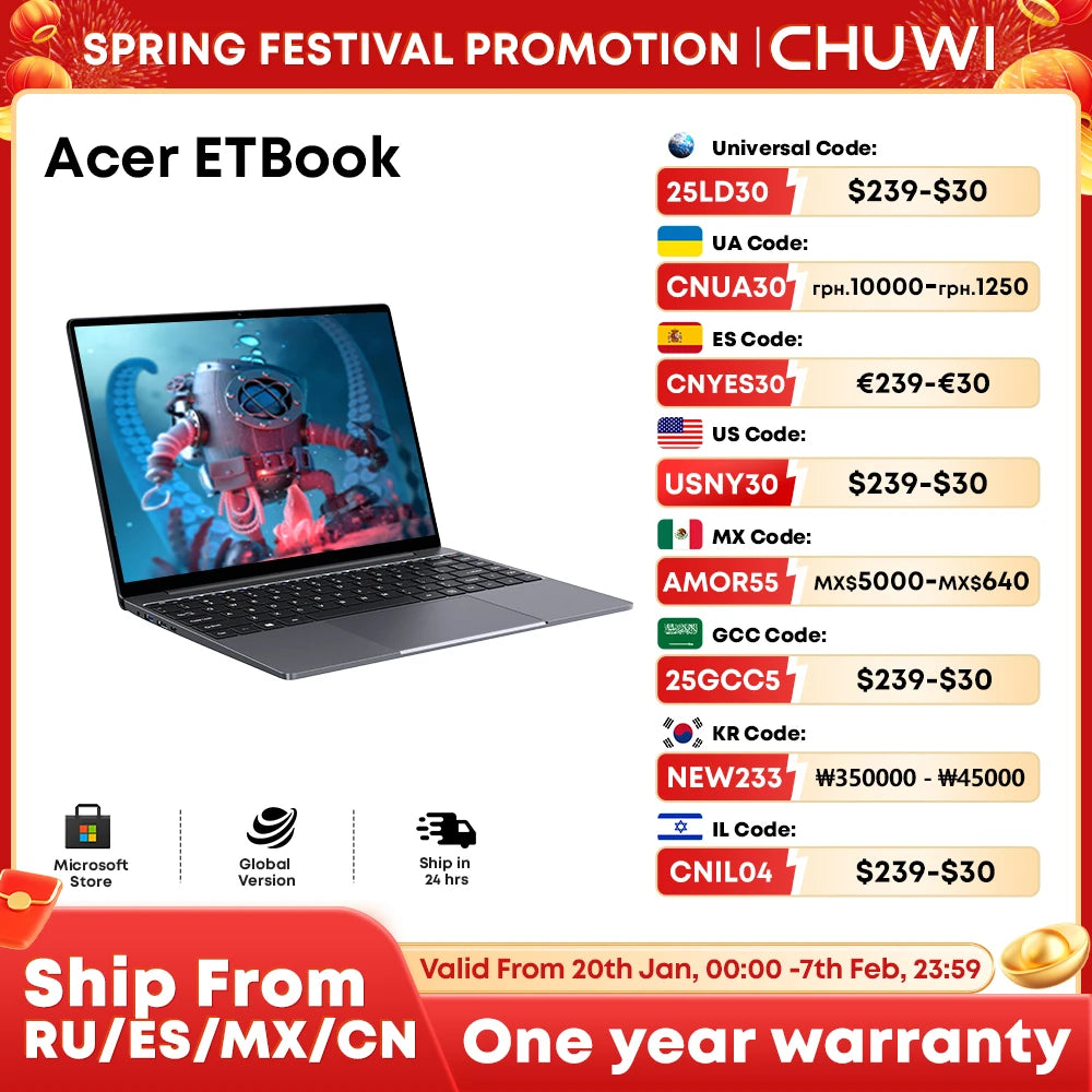 ACER Gadget e10 ETBook Gaming Laptop Intel Laptop Core i5-12450H 16GB RAM 512GB SSD Computer 14" 2K IPS WiFi6 Windows 11 laptops