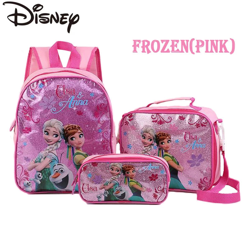 Disney Cartoon Princess Elsa Schoolbag Cute Large-capacity 3-piece Set of Children's Girls Boy Backpack Children's Schoolbag