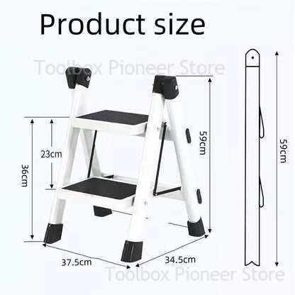 Multifunctional Folding Ladder 2/3 Foldable House Ladder Protable Ladder Stable Household Step Stool Storage Shelf For Home