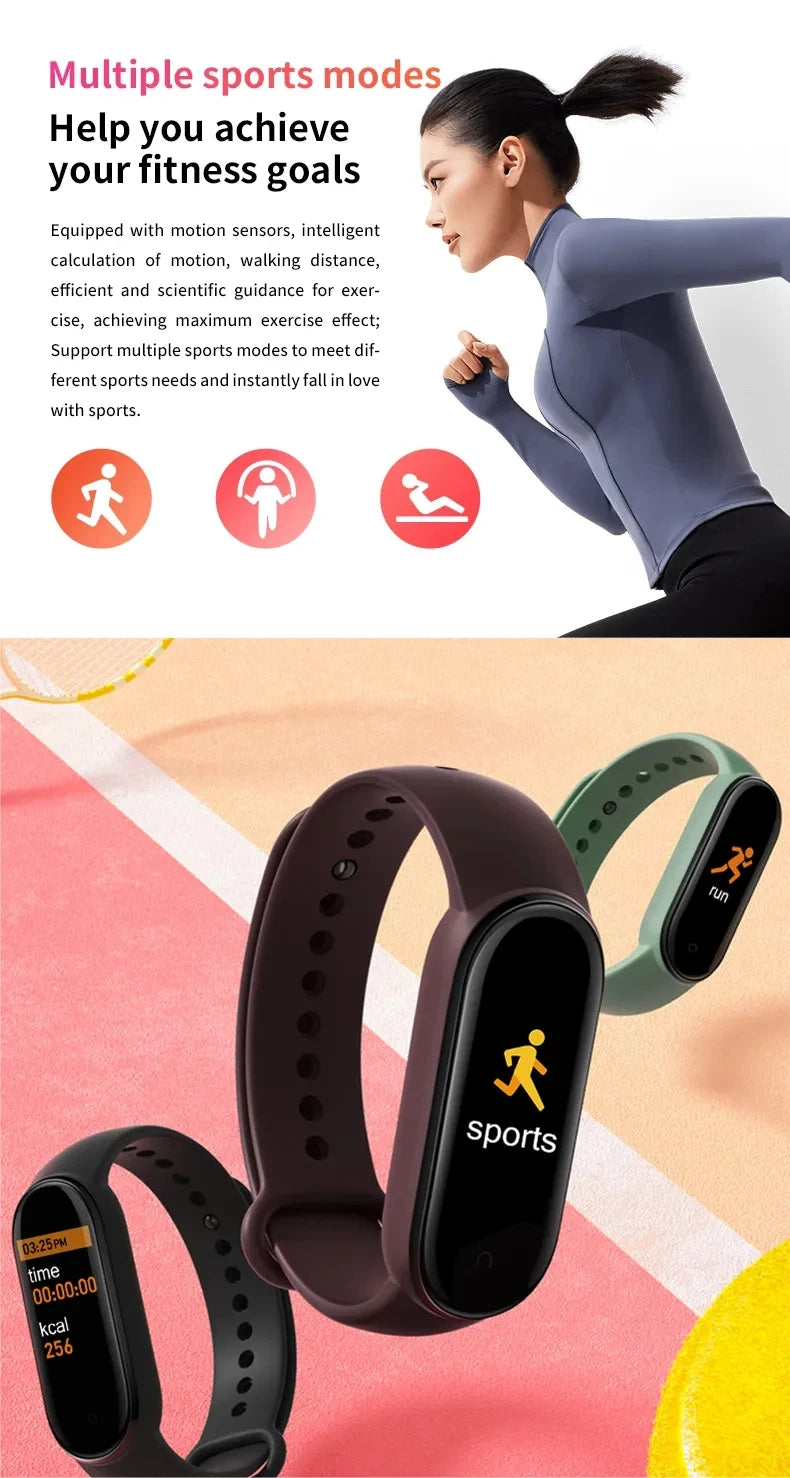 M8 Smart Band Men Sport Watch Health Heart Rate Fitness Tracker Pedometer Women Wristband Bracelet for ios Android 10 Pieces