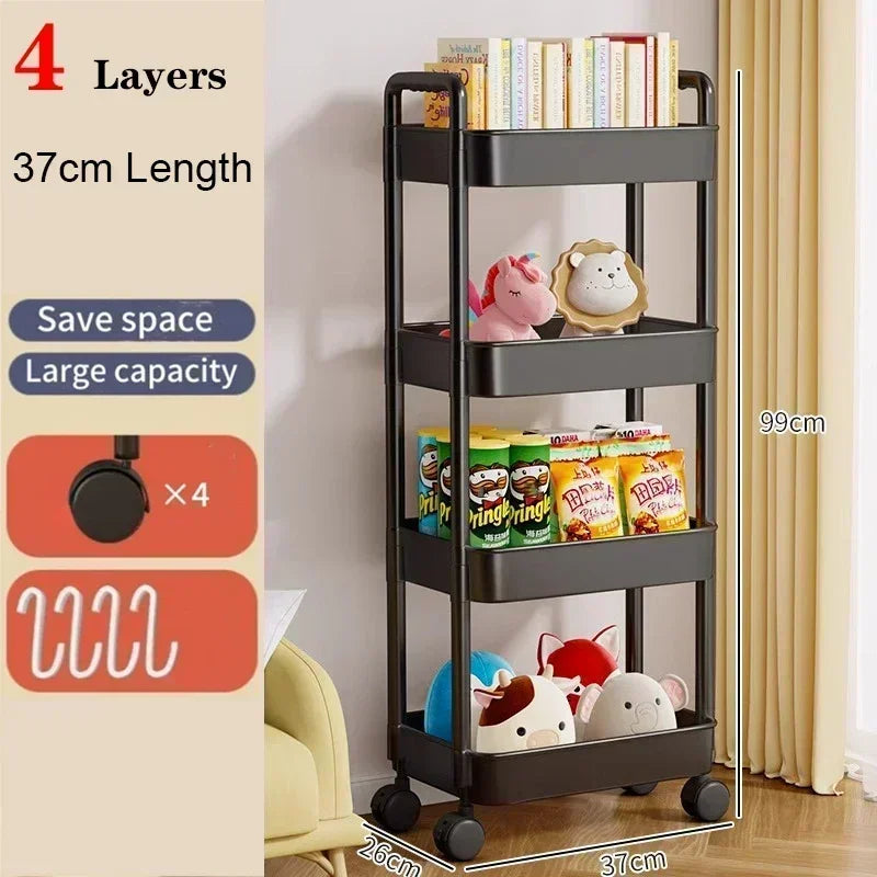 Hot Household Multi-layer Small Cart Storage Rack Floor To Floor Kitchen Bedroom Bathroom Storage Rack Storage Rack With Wheels