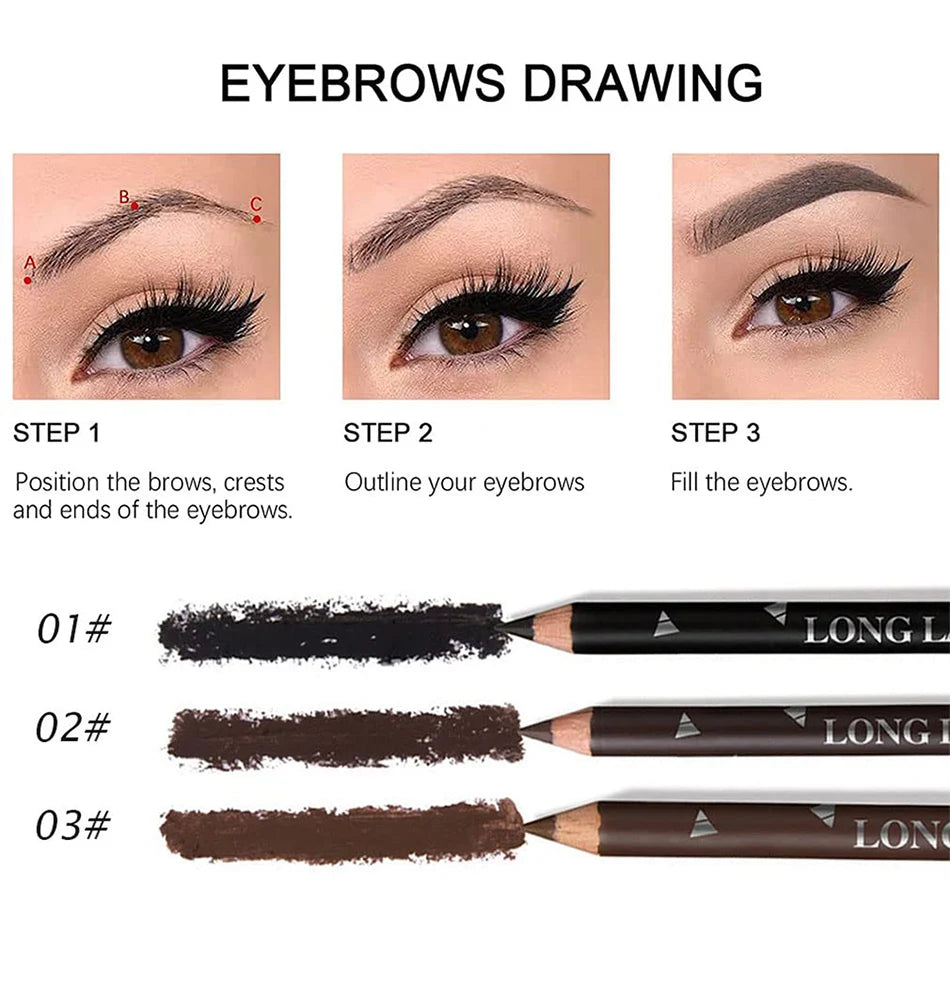 6/12Pcs Waterproof Eye Brow Pencil Professional Women Eye Makeup Pen Easy Color Beauty Cosmetic Beginner Practice Eyebrow Tools