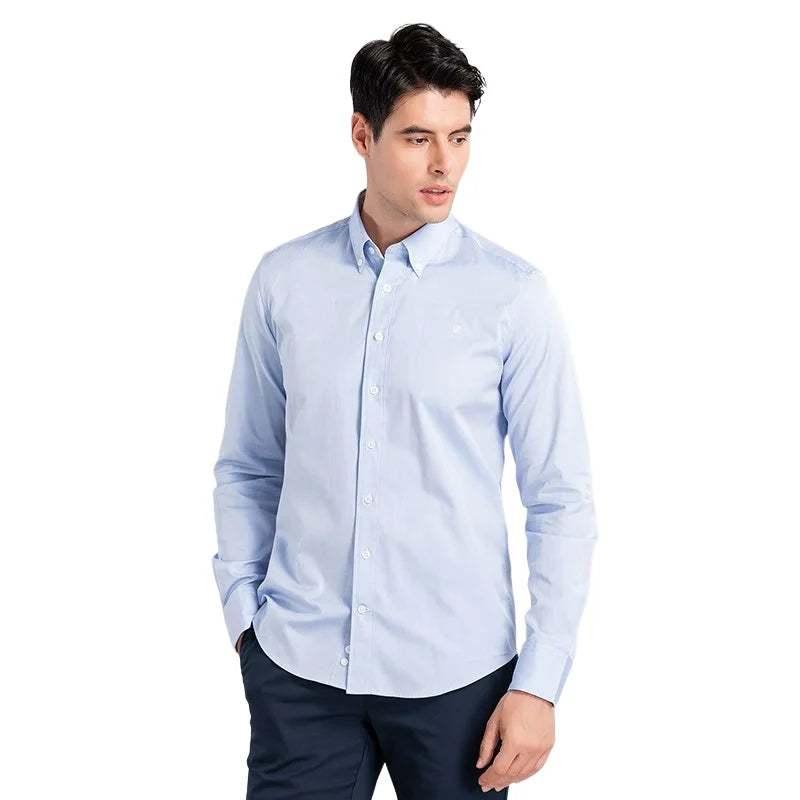 CHCH 2024 New Fashion 100% Cotton Long Sleeve Shirt Solid Slim Fit Male Social Casual Business Shirts High Quality