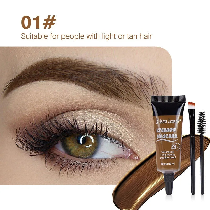 Natural Liquid Dyeing Eyebrow Cream Set Waterproof Shaping Brown Tint Pointed Tube Eyebrow Henna Mascara Paint Brush Makeup Tool