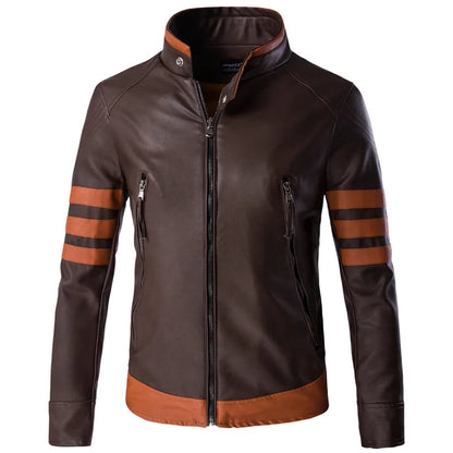 2023 Autumn Men's Zipper Leather Jacket Wolverine Casual PU Leather Locomotive Coat Logan Bomber Jacket Slim Coats