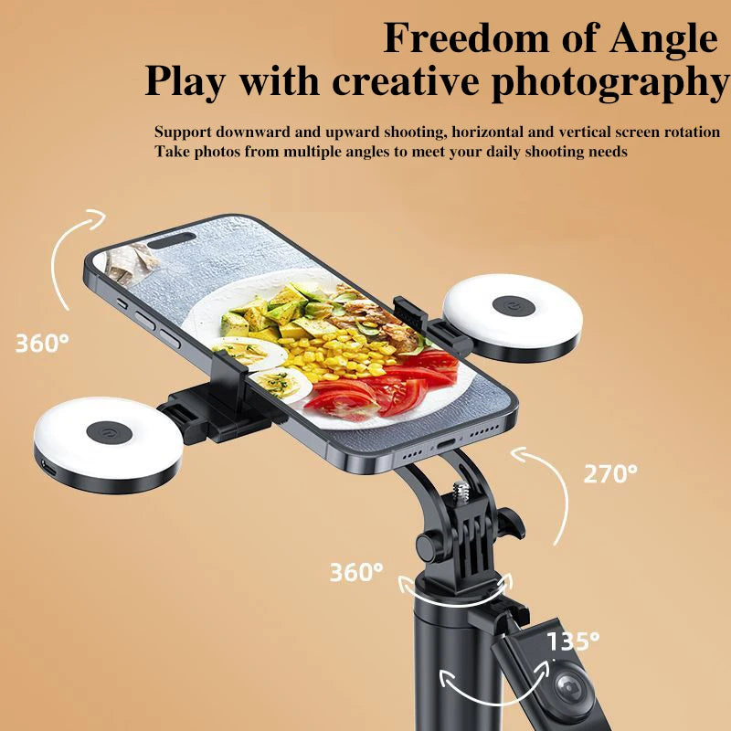 Selfie Stick Travel Portable Mobile Phone Selfie Stick Artifact 360 Degree Universal Axis Rotating Landing Tripod ﻿