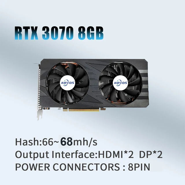 USED RTX 3070 8G Graphics Card Non LHR 256 Bit GDDR6 Video Cards HDMI-Compatible DP Nvidia 8GB Mining Laptop GPU Game Card