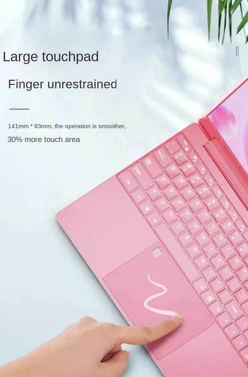 Cheap Stylish Pink 15.6" Laptop: Windows 10 Office Education Intel Celeron N5095, 16GB RAM, 1TB SSD, Dual WiFi, Narrow Bezels.