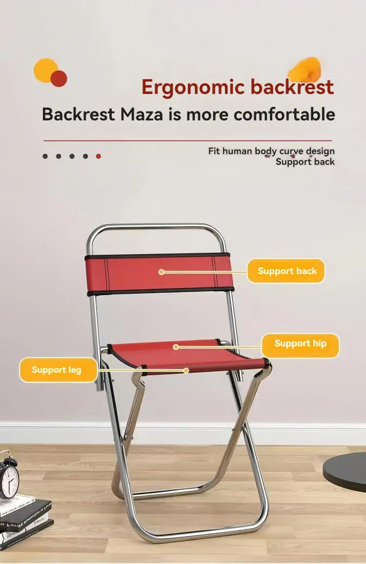 Portable Folding Small Stool Backrest Small Chair Fishing Stool Outdoor Lightweight Folding Stool Small Mazar