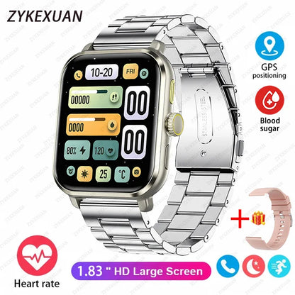 2024 New Smart Watch For Women Men Gift 1.83" Screen Full Touch Sport Fitness Watches Bluetooth Call Blood Sugar Smartwatch+Box