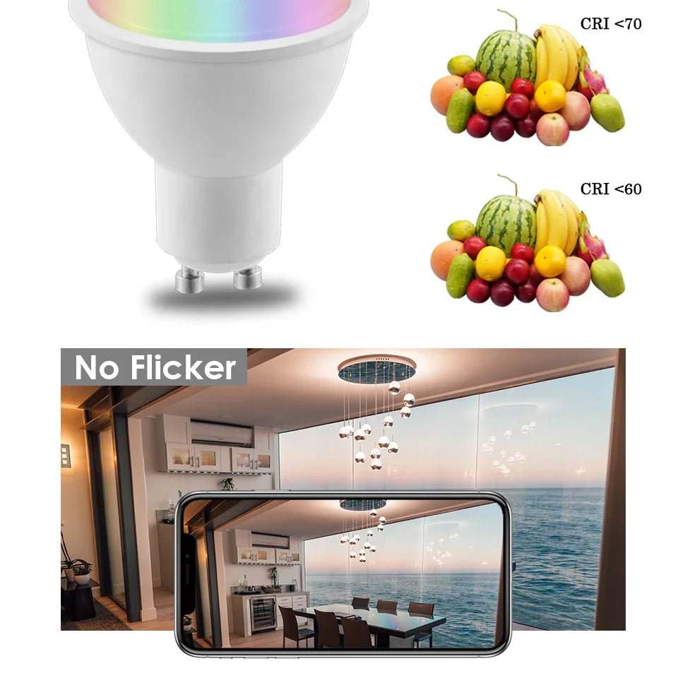 1-10PCS Tuya GU10 LED Rgb Smart Light Bulb Dimmable Gu10 6W Wifi Led Magic Lamp AC 85-265V 110V 220V Work With Alexa Google Home