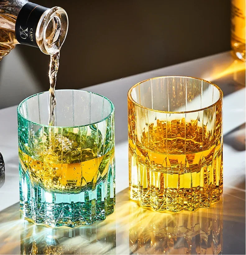 Hand-carved Light Luxury Premium Star Mang Glass Beer tumbler Home Wine Glass Engraved Thick Whiskey Glass Crystal cup