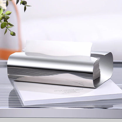 Nordic Luxury Stainless Steel Tissue Box for Living Room Desktop Tissue Holder Silver Plated Paper Storage Box