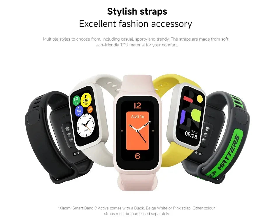 Global Version Xiaomi Smart Band 9 Active 18-day Battery Life Modes 1.47'' Display 5ATM All-day Health And Fitness Monitoring