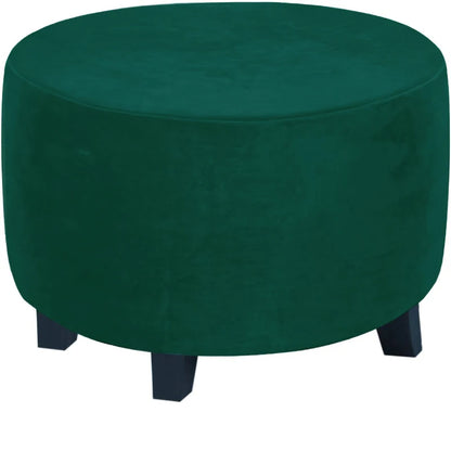 Real Velvet Plush Fabric Round Ottoman Slipcover Footstool Protector Covers Storage Stool Ottoman Covers