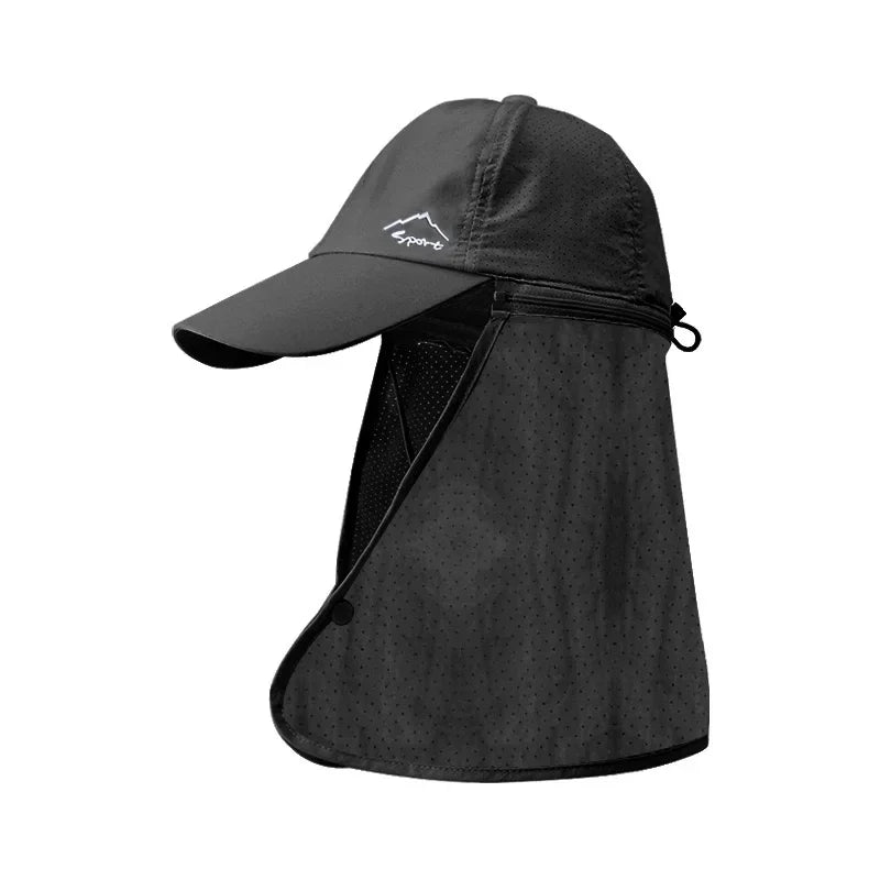 Men Summer Fishing Sun Protection Baseball Cap Quick Drying Waterproof Detachable Sun Cap Shawl Women Outdoor Bicycle Visor Nasi