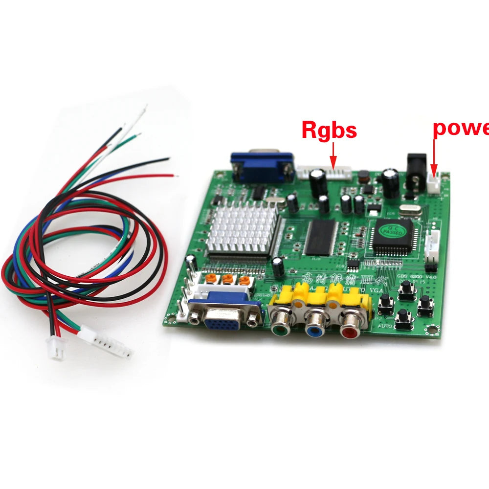 GBS8200 RGB/CGA/EGA/YUV To VGA LCD HD Video Signal Converter Board With Cable Green PCB NEO GEO Arcade Game Machine