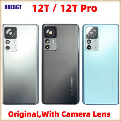 New For Xiaomi 12T , 12T Pro Back Cover Chassis Case Rear Battery Housing Door With  Camera Lens + CE Smartphone Parts