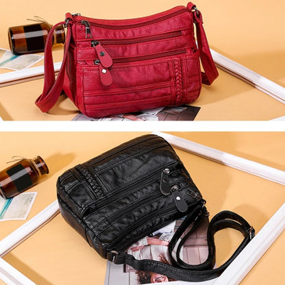 Fashion Women Bag PU Soft Leather Shoulder Bag Multi-layer Crossbody Bag Quality Small Bag Brand Red Handbag Purse