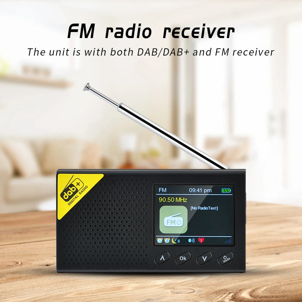 Digital DAB & FM Radio with BT Portable Digital Radio Rechargeable Wireless DAB+FM Receiver with Stereo Speaker Sound System