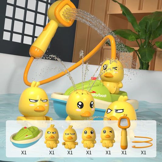 Baby Shower Bathroom Water Playing Little Yellow Duck Flower Shower Divine Device Water Spray Water Playing Toy