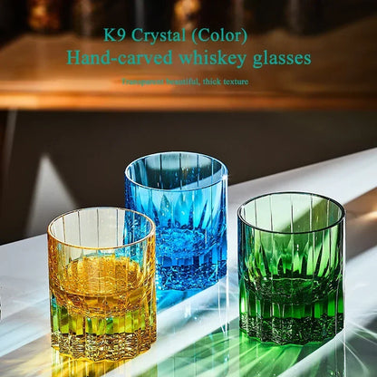 Hand-carved Light Luxury Premium Star Mang Glass Beer tumbler Home Wine Glass Engraved Thick Whiskey Glass Crystal cup