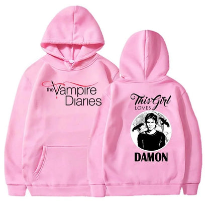 The Vampire Diaries Hoodies Women Fashion Personality Hooded Sweatshirt Casual Outdoor Loose Long Sleeve Pullover