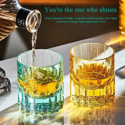 Hand-carved Light Luxury Premium Star Mang Glass Beer tumbler Home Wine Glass Engraved Thick Whiskey Glass Crystal cup