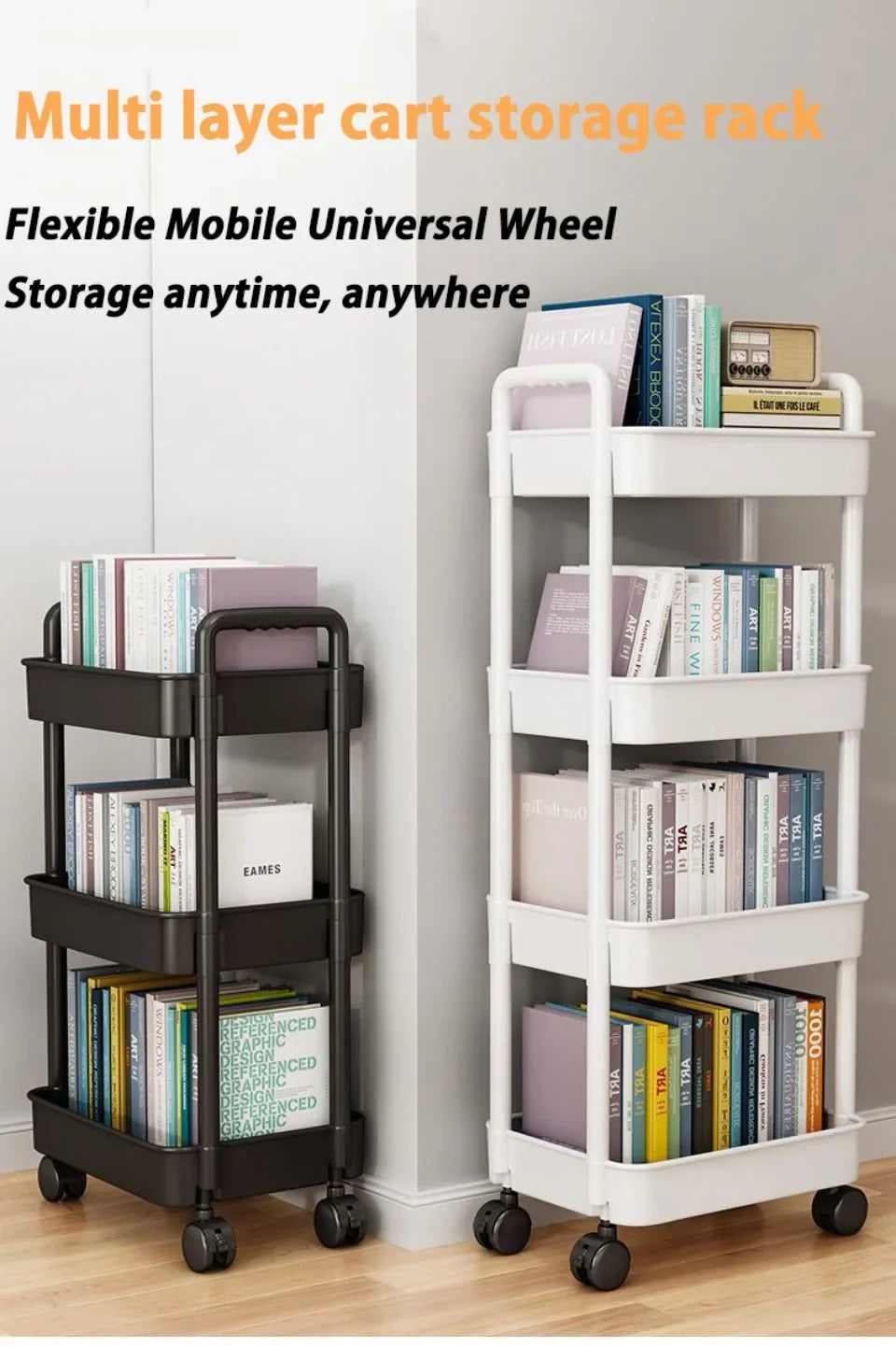 Mobile Storage Rack Trolley Kitchen Organizers And Storage Rack Household Bathroom Cart Multifunctional Multi Storey Bookshelf