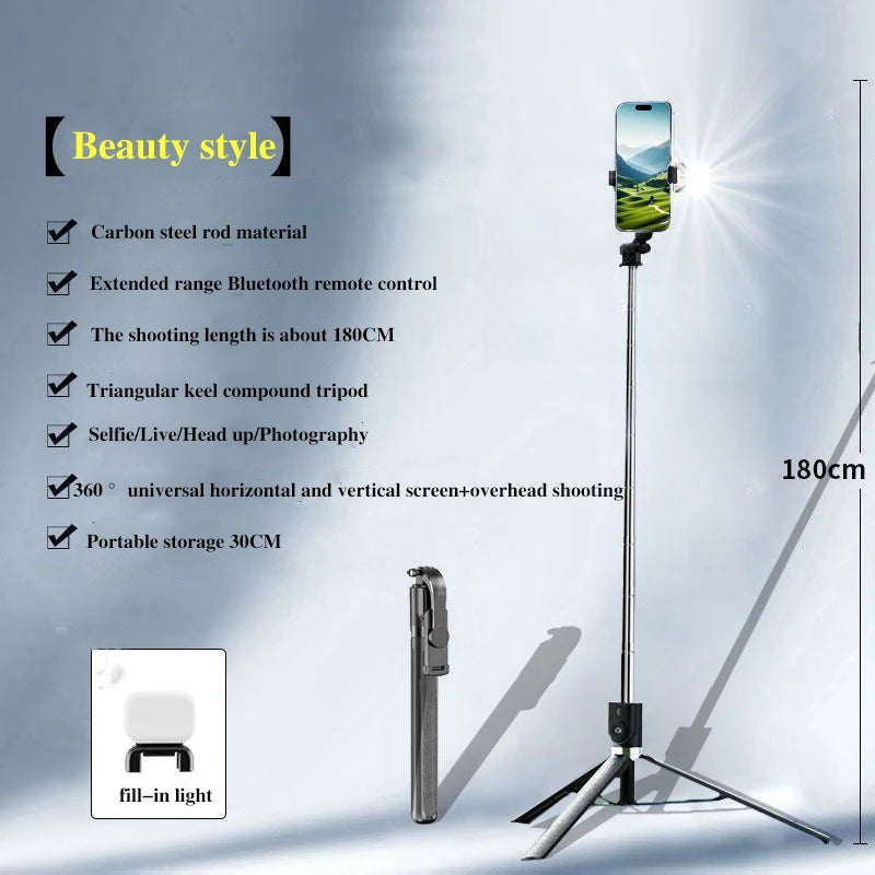 Selfie Stick Travel Portable Mobile Phone Selfie Stick Artifact 360 Degree Universal Axis Rotating Landing Tripod ﻿