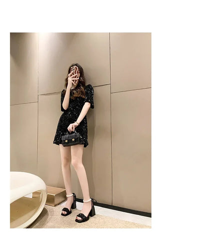 Shoes for Women Pearl Sandals Suit Female Beige Increasing Height Block Heels All-Match Black Bow 2024 Fashion Chunky Sandals