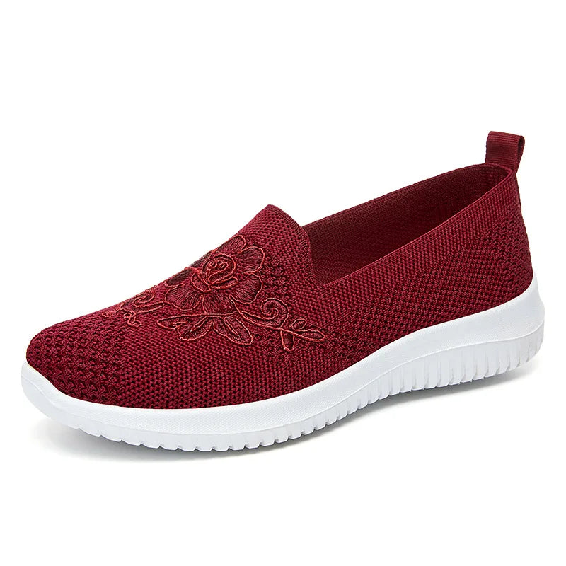 Summer Soft Embroidery Women's Flat Shoes Knitted Breathable Shoes Women's Chinese Flower Casual Shoes 2023 New shoes for women