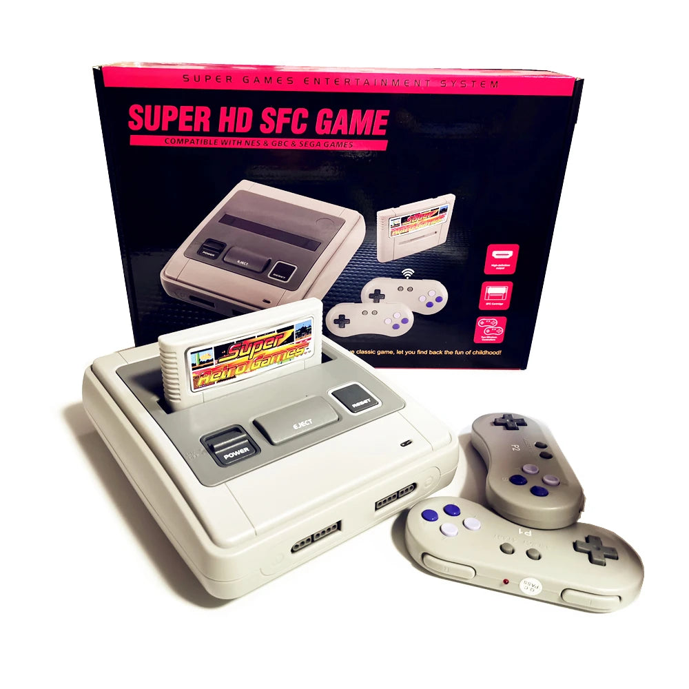 16 BIT Super Retro Video Game Console HD For Super SNES Built-in 518 Games 2.4G Wireless Controller