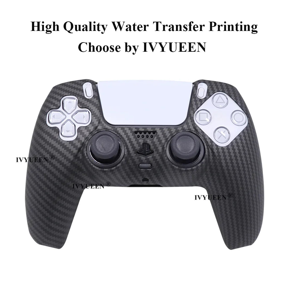 Water Transfer Printing Protective Silicone Case for Sony Playstation 5 PS5 Controller Rubber Cover Joysticks Thumb Grips Caps