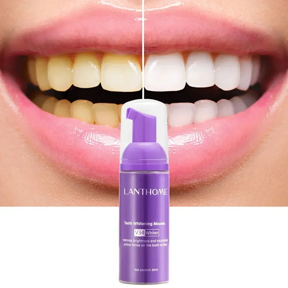 V34 Mousse Toothpaste Teeth Whitening Removing Yellow Teeth Cleaning Tooth Stain Oral Fresh Tooth Care Product Beauty Health ﻿