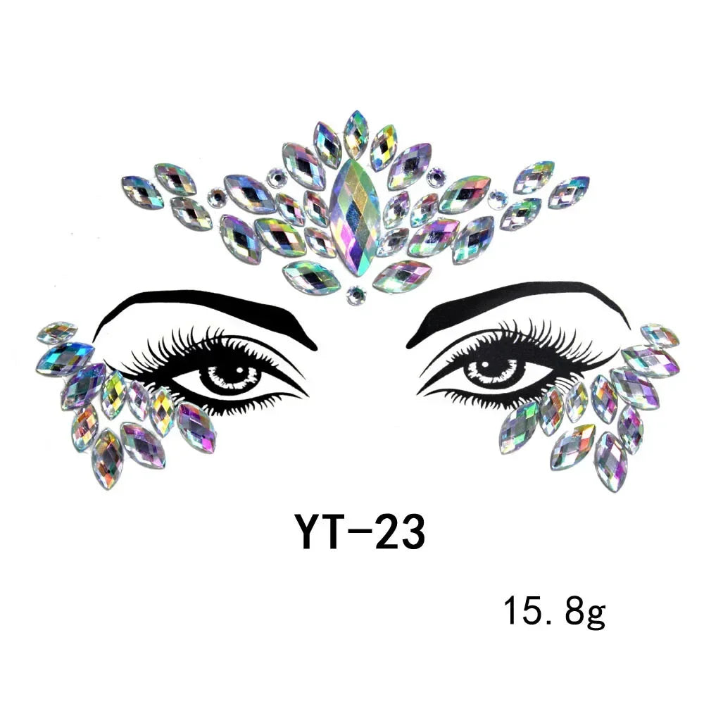 Sexy Face Tattoo Stickers Glitter Fake Tattoos Rhinestones for Woman Temporary Tattoos Party DIY Kids Holiday Face Jewels Tattoo