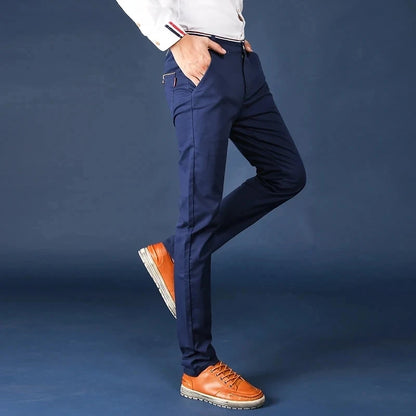 6 Colors Fashion Mens Slim Fit Casual Pants Korea Style Business Work Trousers All-match Mens Midwaist Straight Casual Pants