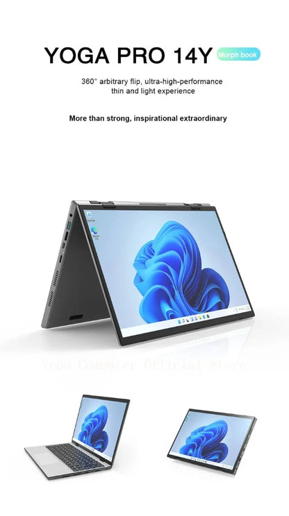 YEPO 2025 new Laptops 360° Flip Fold 2-in-1 Intel N95 Windows11  HD 14-inch  2.2K touch screen 16GB RAM 1TB SSD Pad and notebook