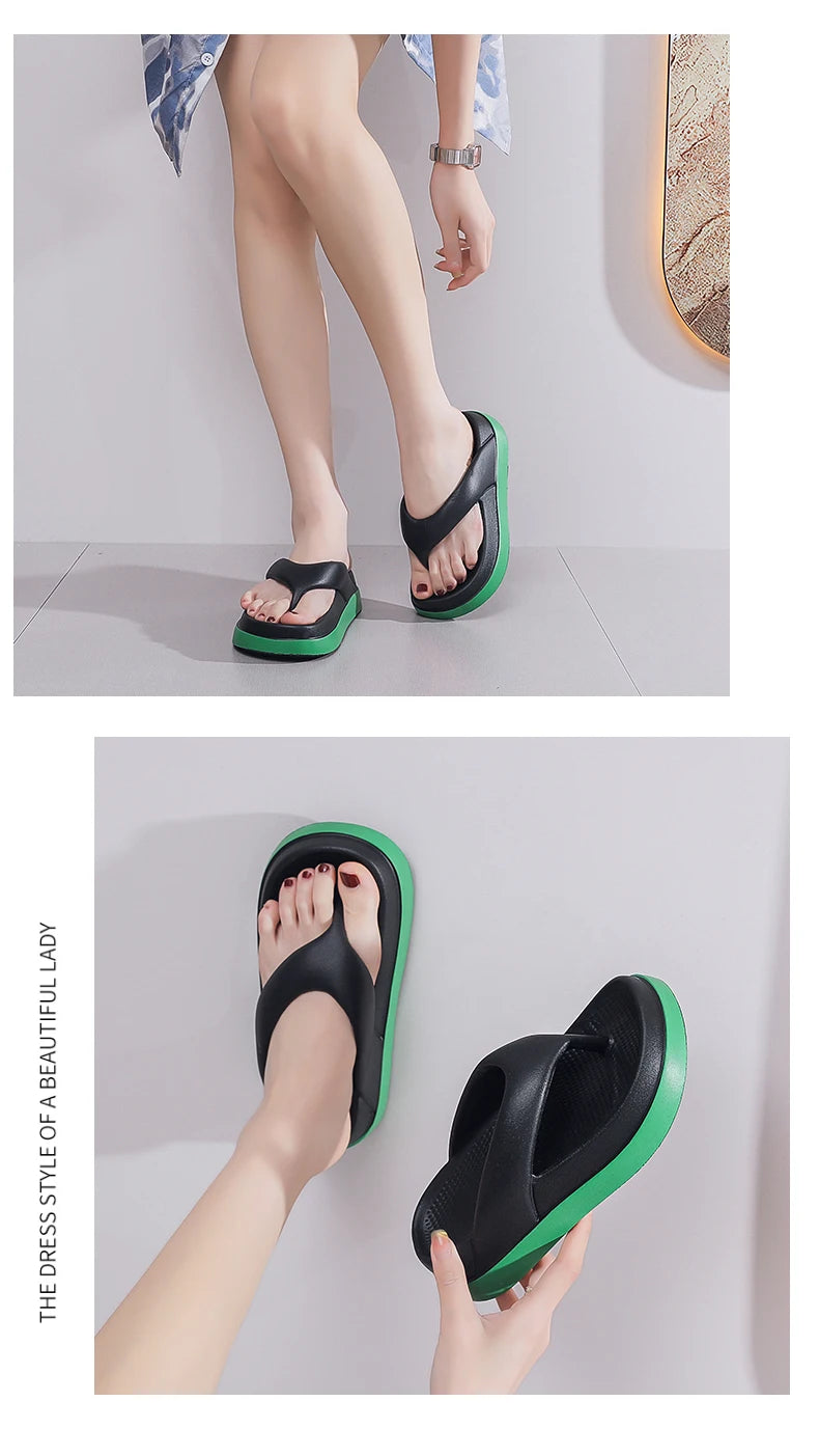 Woman flip flops Popular Design Shoes 2024 trend Casual Platform Sandals non-slip Outdoor slippers Unique features Flat sandals