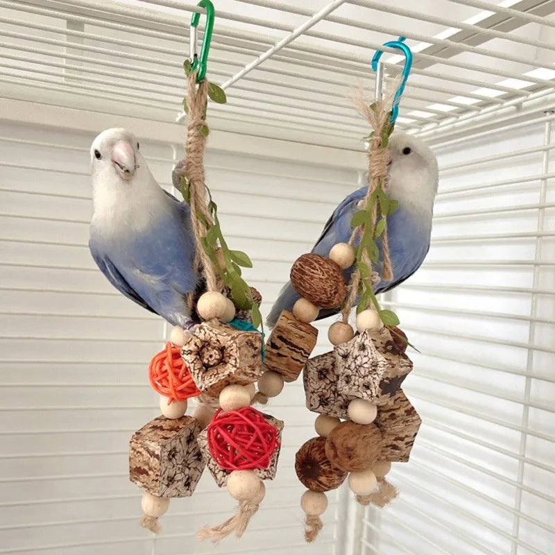 Pet Bird Parrot Toys 4 Stainless Steel Pots String Bird Chewing Bite Toys Acrylic Cage Accessories Pets Birds Supplies