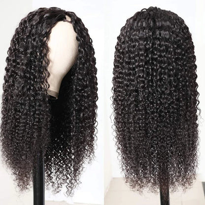 Kinky Curly U V Part Wig Human Hair No Leave Out No Glue Brazilian Deep Curly Wave U Part Human Hair Wig for Women 180% Density