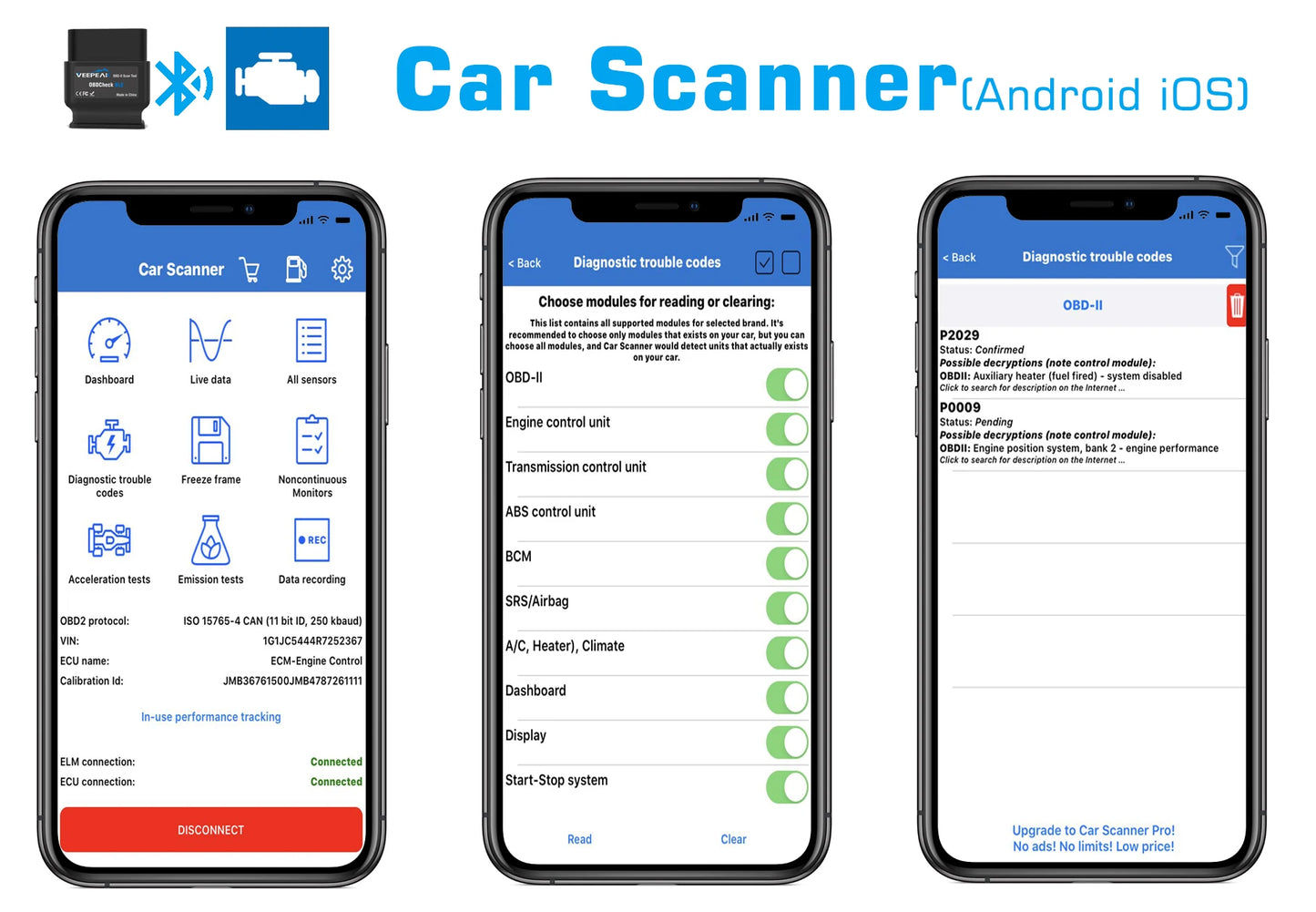 Veepeak OBDCheck BLE OBD2 Bluetooth Scanner Auto OBD II Diagnostic Scan Tool for iOS & Android, BT4.0 Car Check Engine